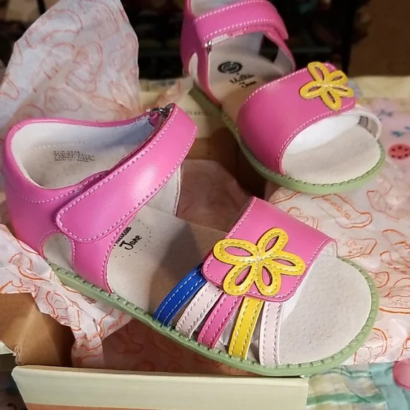 Livie & Luca Pink Leather Sandals with Multicolor Straps Nova Size 11 New in Box - Picture 1 of 6